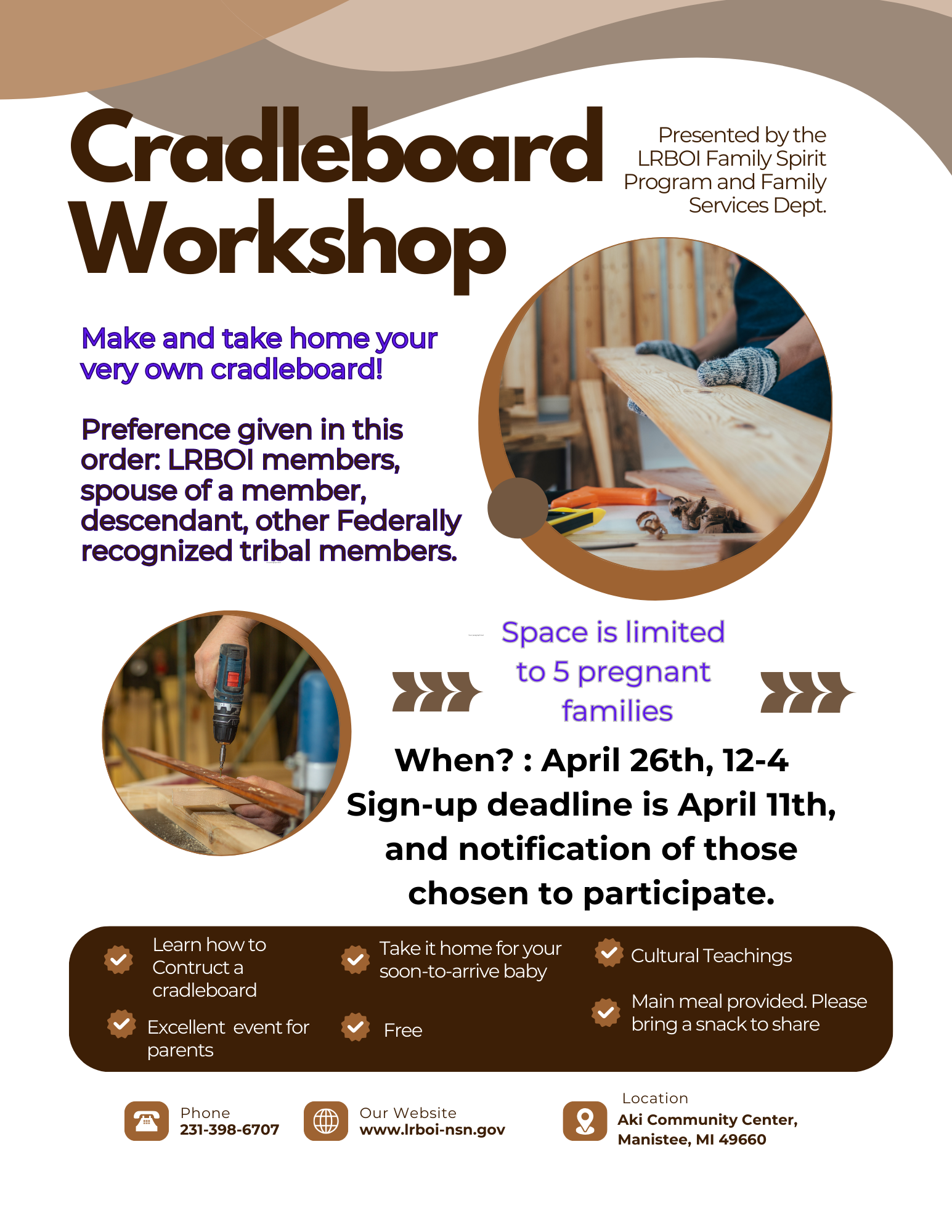 April 26 Cradleboard Workshop