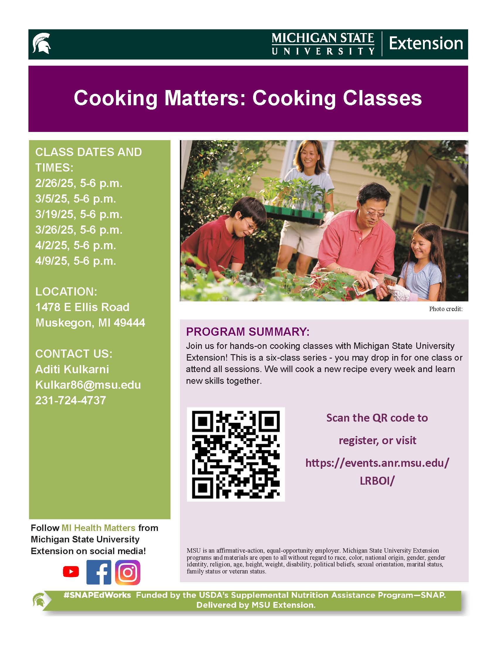 Spring 2025 LRBOI Cooking Matters Muskegon Flyer QR Code