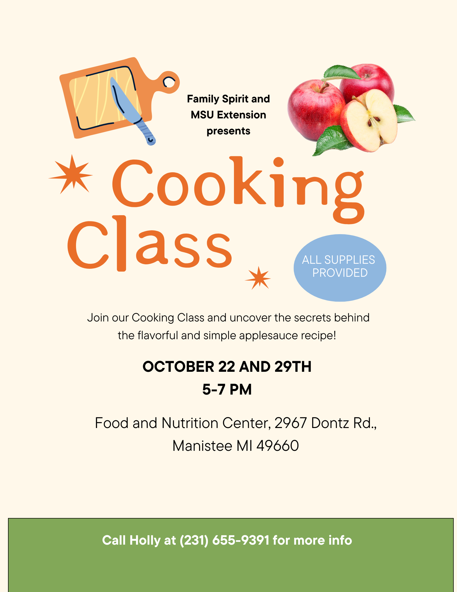 October 2025 Cooking Classes