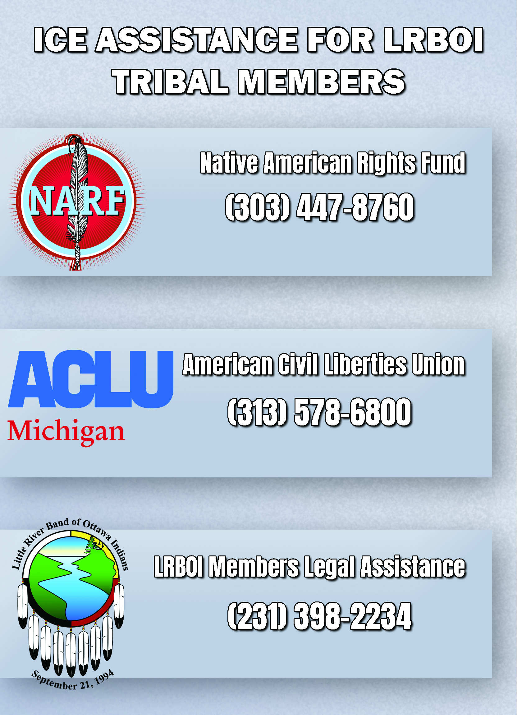 ICE Assistance for LRBOI Tribal Members