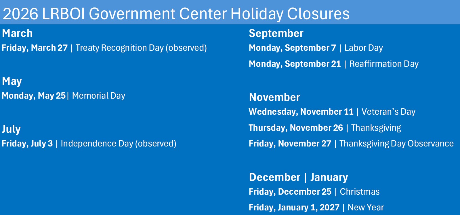 2026 Government Center Holiday Closure