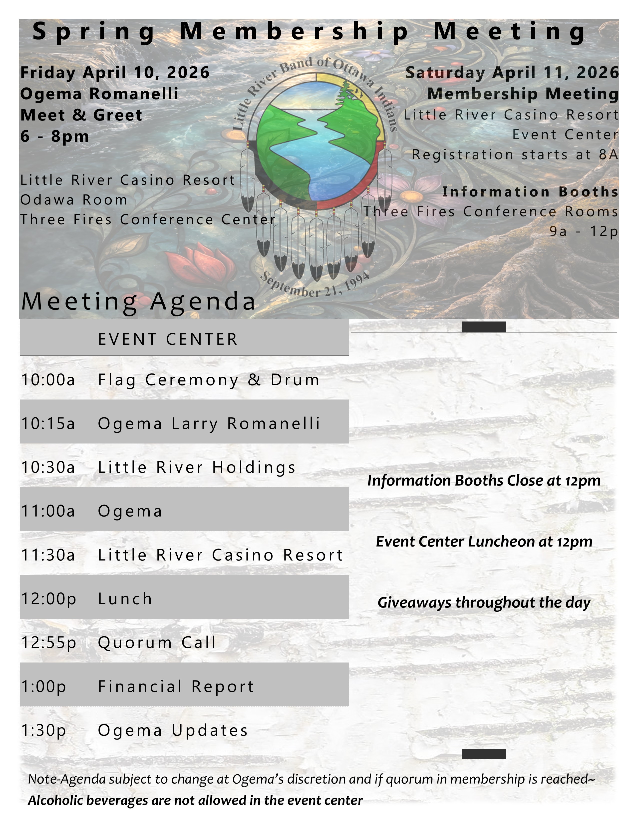 Spring 2026 Membership Meeting Agenda