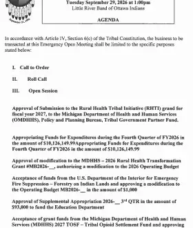 09.29.26.2 Call of Emergency Meeting of the Tribal Council by the Tribal Ogema